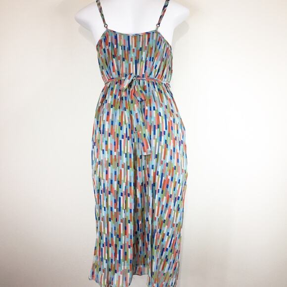 Fossil | Abstract Print Pleated Chiffon Dress Sz S - Picture 3 of 8